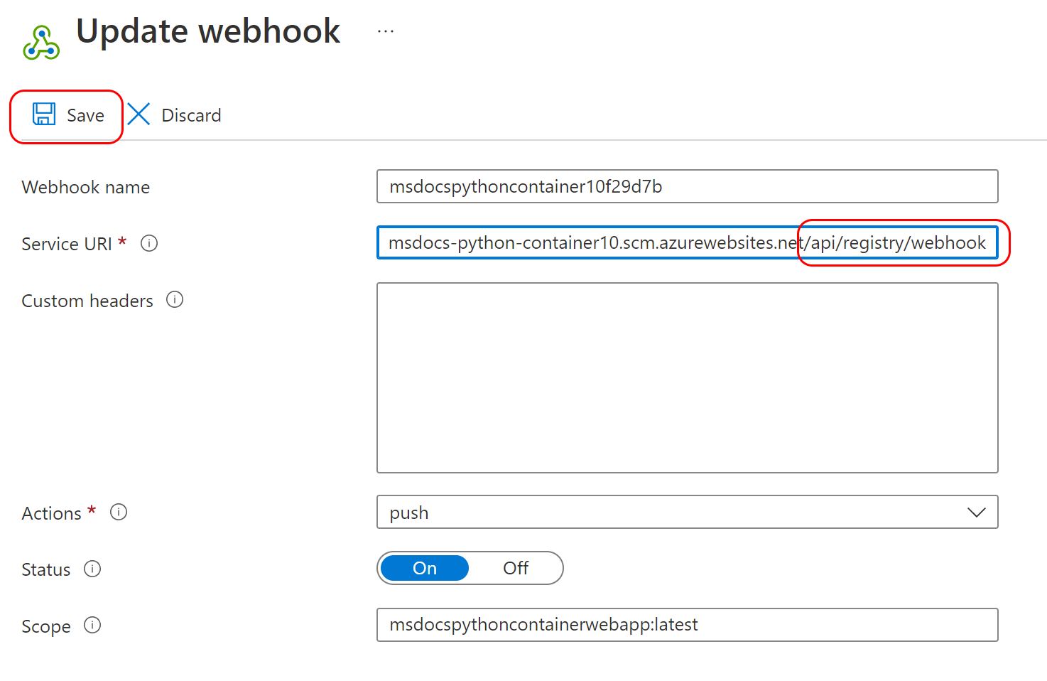 A screenshot showing how to check a webhook configuration.