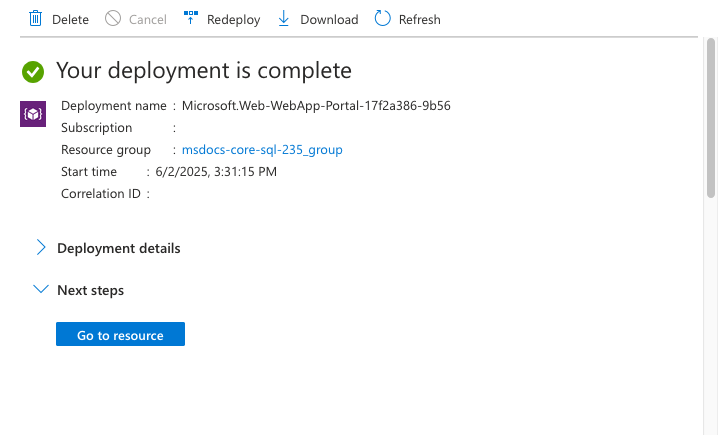 A screenshot showing the deployment process completed.
