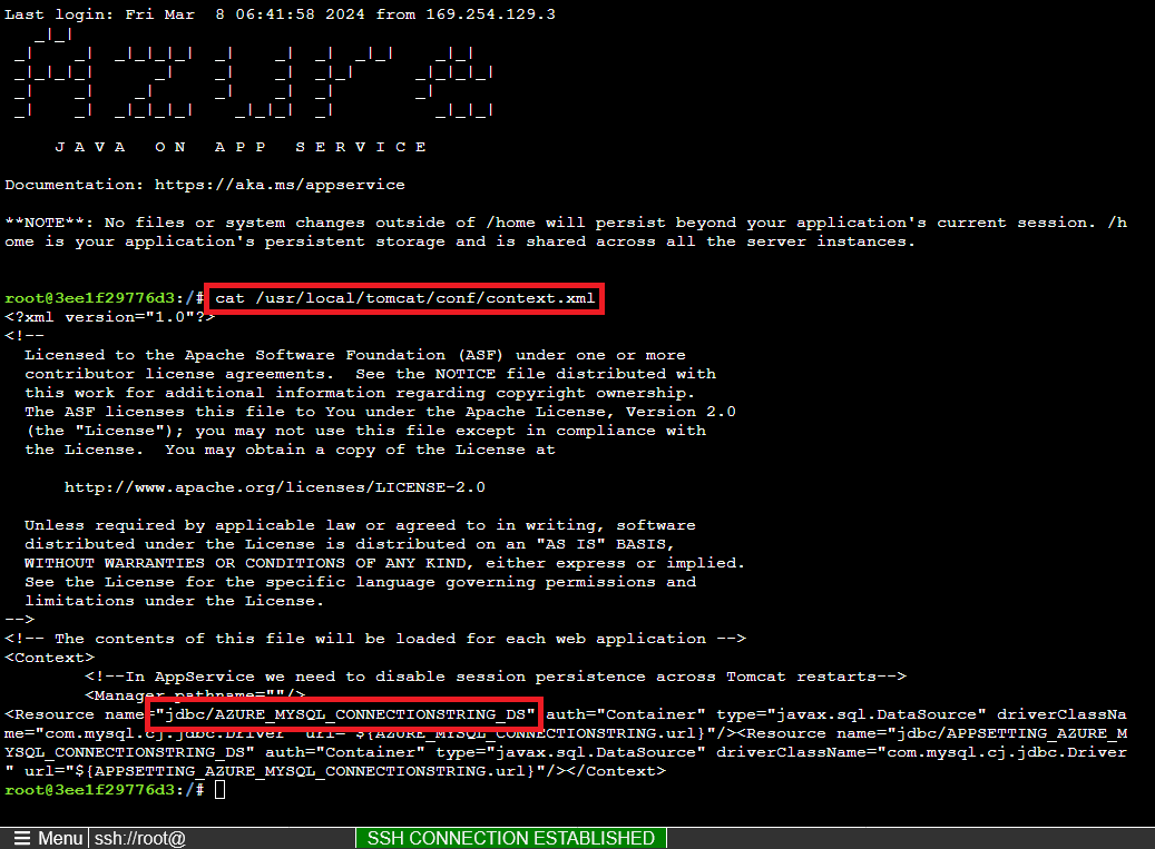 A screenshot showing the commands to run in the SSH shell and their output.