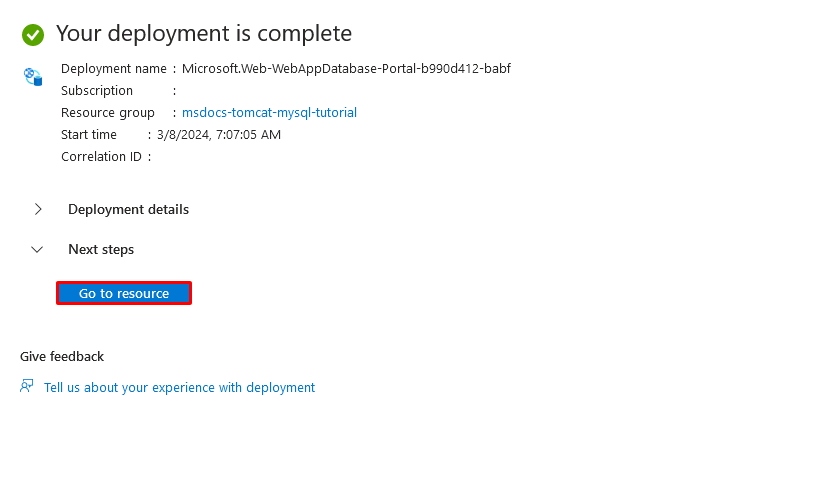 A screenshot showing the deployment process completed.