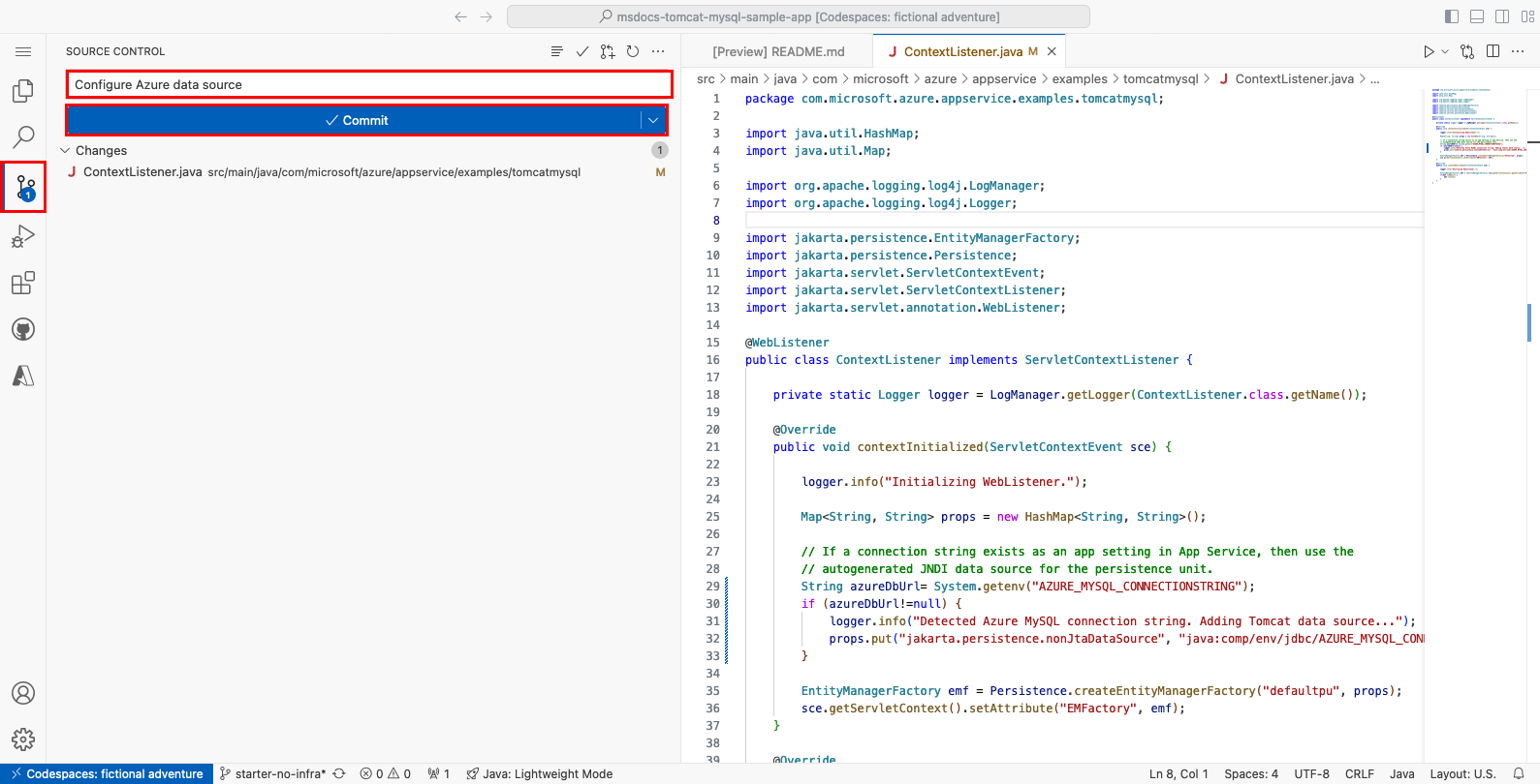 A screenshot showing the changes being committed and pushed to GitHub.