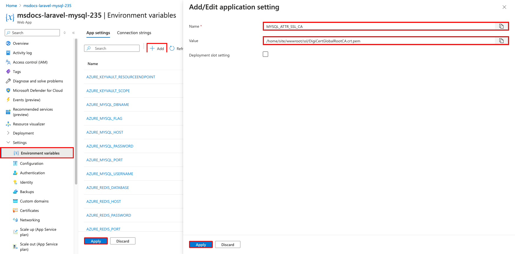 A screenshot showing how to save settings in the configuration page.