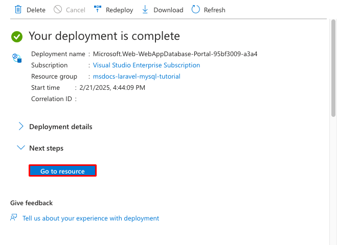A screenshot showing the deployment process completed.