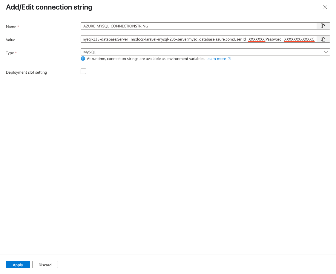 A screenshot showing how to see the value of an app setting.