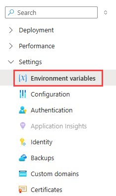 A screenshot showing how to open the configuration page in App Service (FastAPI).