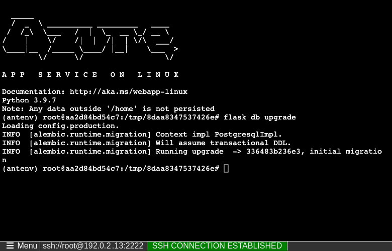 A screenshot showing the commands to run in the SSH shell and their output.