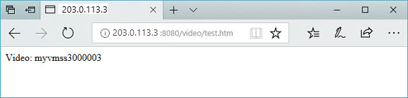 Screenshot showing the video backend pool test page when accessing the /video path on the application gateway.
