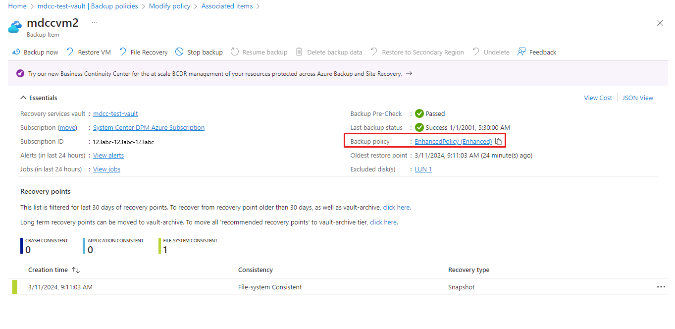 Screenshot that shows how to initiate changing policy.