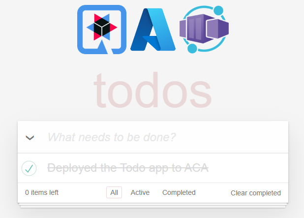 Screenshot of the Todo sample app running in Container Apps.