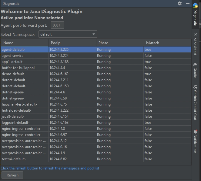 Screenshot of the IntelliJ IDEA Diagnostic tab.