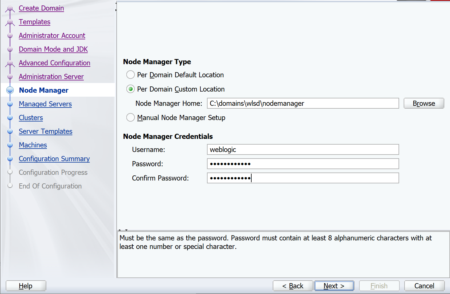 Windows - Oracle Configuration Wizard - Node Manager.
