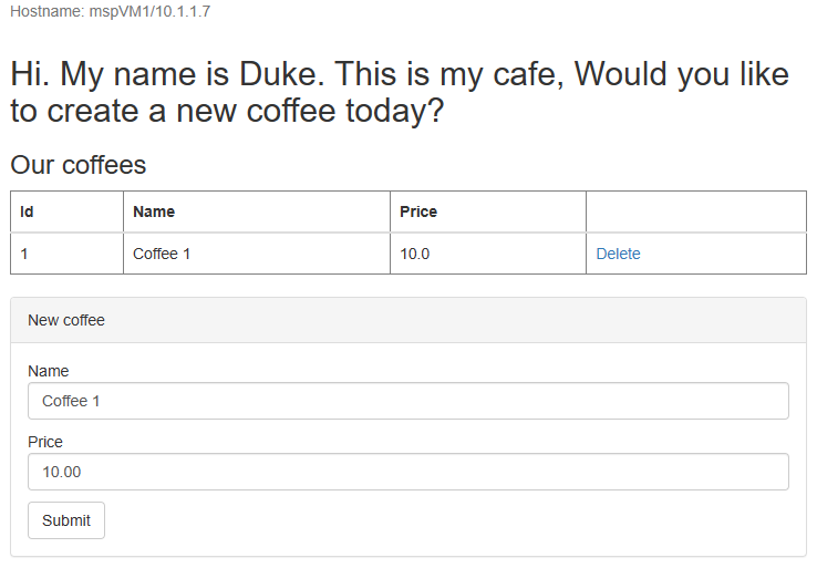 Screenshot of the sample application UI.