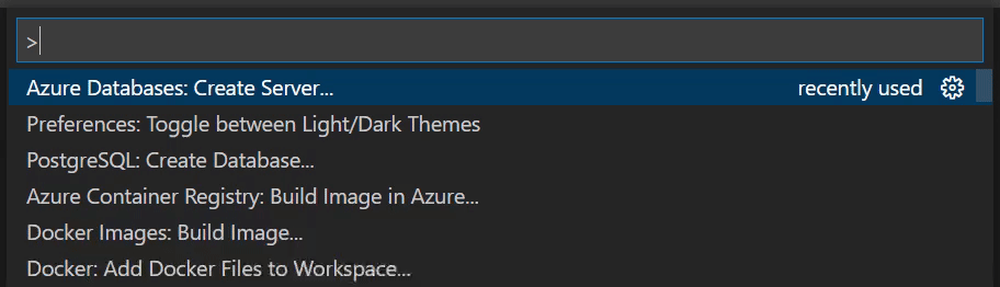 Animated screenshot that shows selections for completing the task of creating an Azure Database for PostgreSQL flexible server in Visual Studio Code.