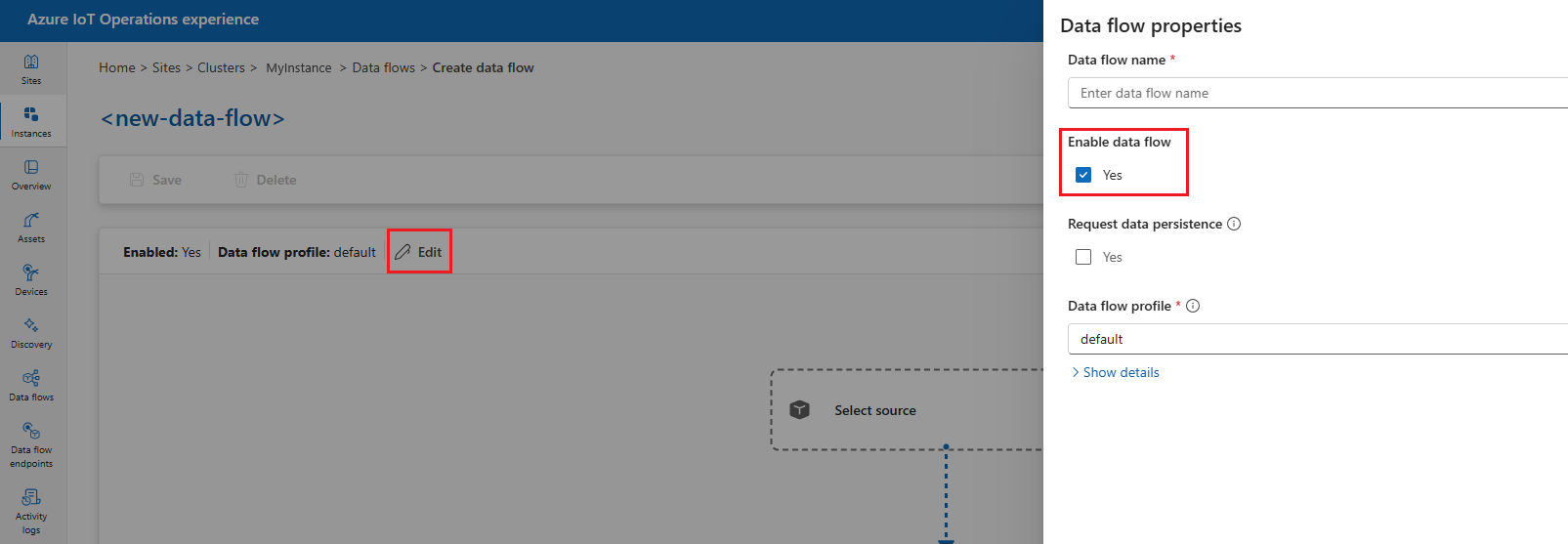 Screenshot of the operations experience interface showing how to enable or disable mode configuration.