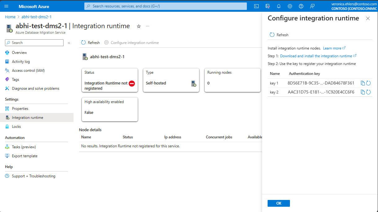 Screenshot that shows the Download and install integration runtime link.