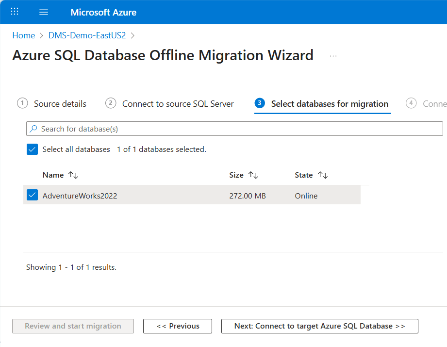 Screenshot of select db.