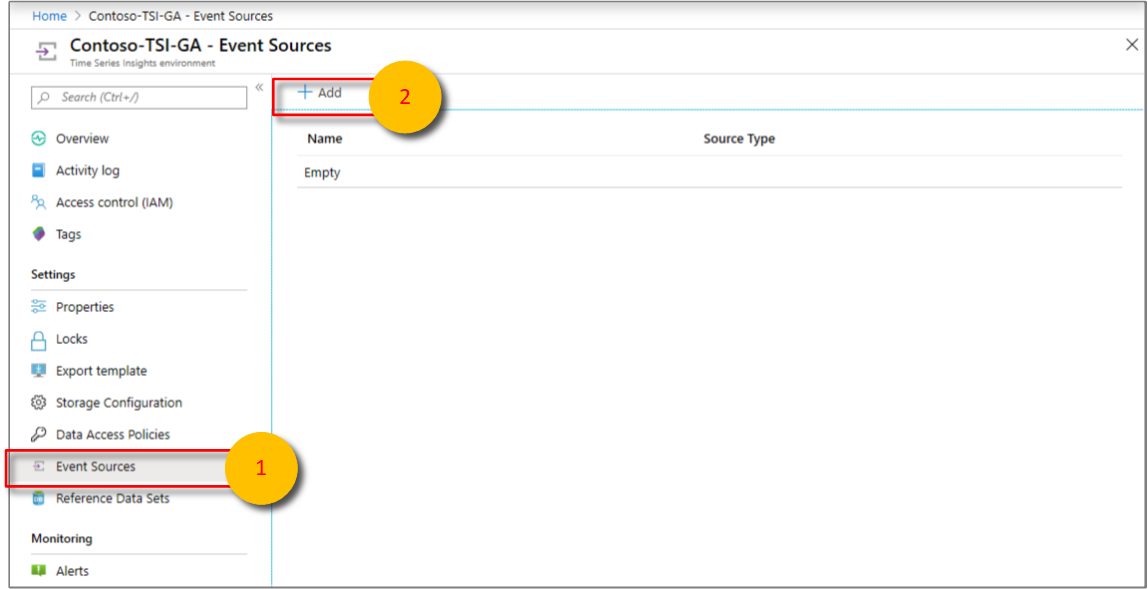 Under Event Sources, select the Add button
