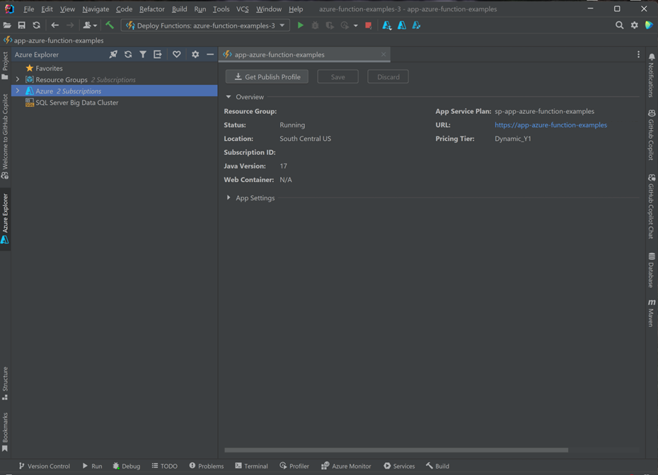 Show function app properties.
