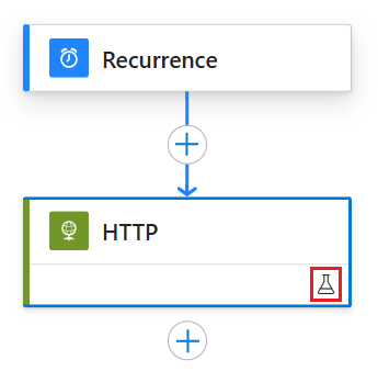 Screenshot shows Consumption workflow with HTTP action and static result icon.
