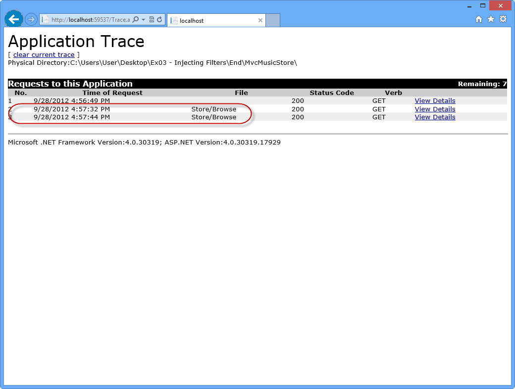 Application Trace Log Application Trace Log