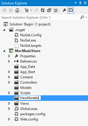 ViewModels folder in Solution Explorer ViewModels folder in Solution Explorer