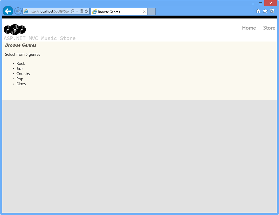 View displaying a list of genres View displaying a list of genres