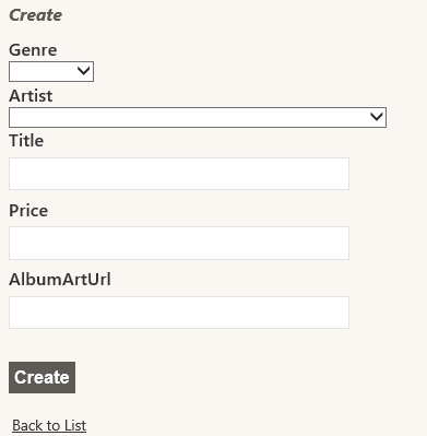 Create View with an empty form Create View with an empty form