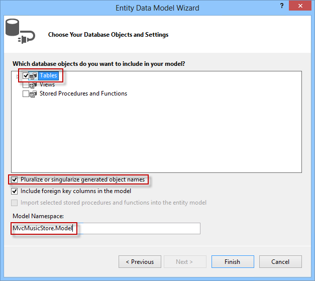 Choosing the database objects Choosing the database objects
