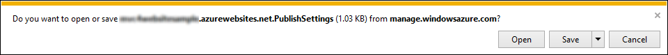 Saving the publish profile Saving the publish profile file