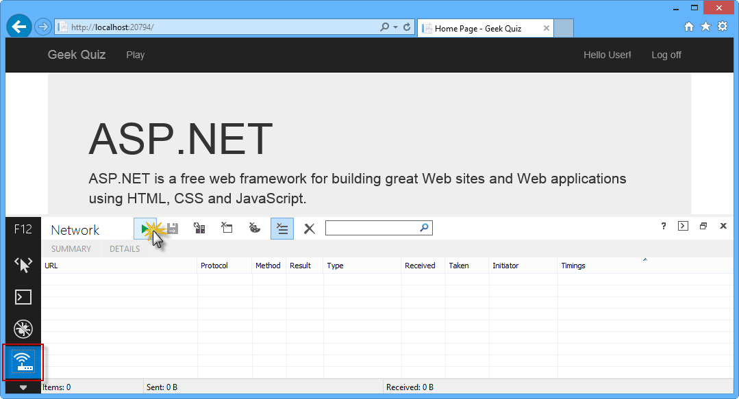 Initiating Web API network capture Initiating Web API network capture