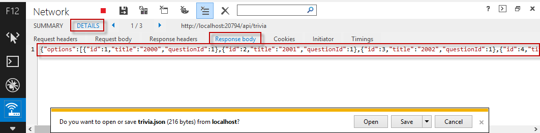 Viewing the Web API Response Body Viewing the Web API Response Body