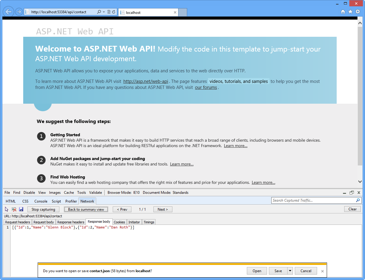 JSON serialized output of a complex Web API method call JSON serialized output of a complex Web API method call