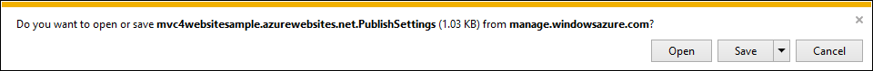 Saving the publish profile Saving the publish profile file