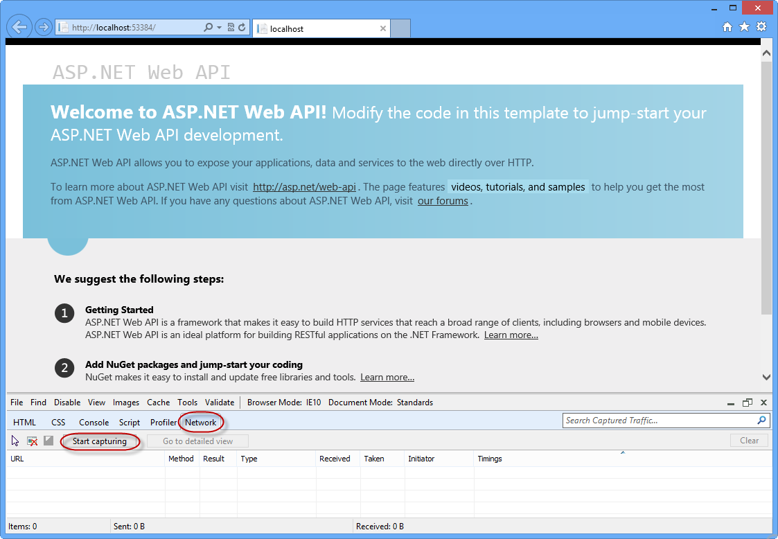 Opening the network tab and initiating network capture Opening the network tab and initiating network capture