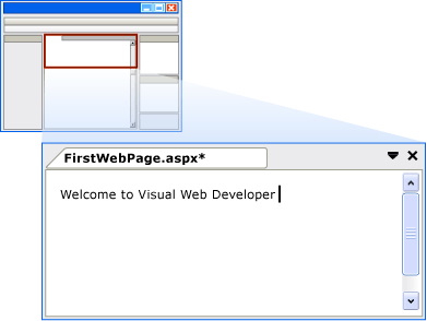Welcome text in Design view Welcome text in Design view