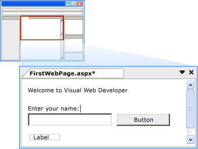 Three controls in Design view Three controls in Design view