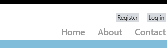 Links aligned to the right side Screenshot of the upper right of the Page Inspector window showing the Register and Log in links aligned horizontally.