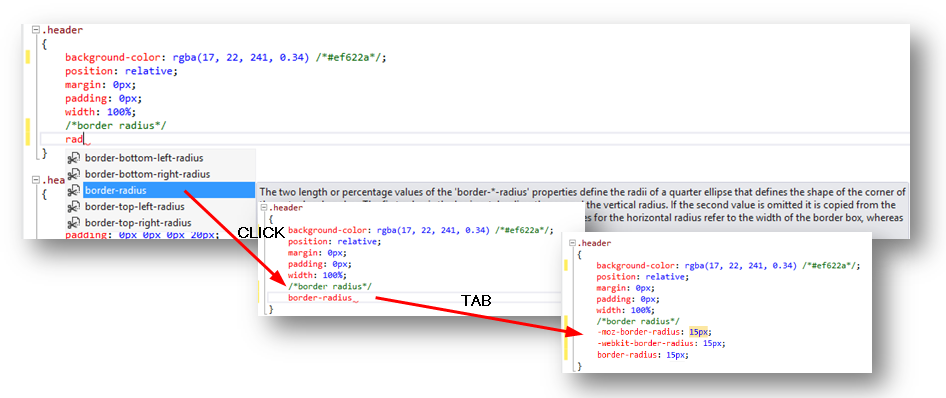 Using a border-radius snippet Using a border-radius snippet