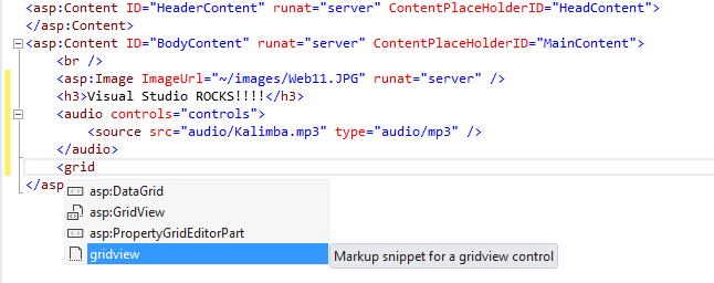 Inserting a GridView with IntelliSense lists and partial matching Inserting a GridView with IntelliSense lists and partial matching