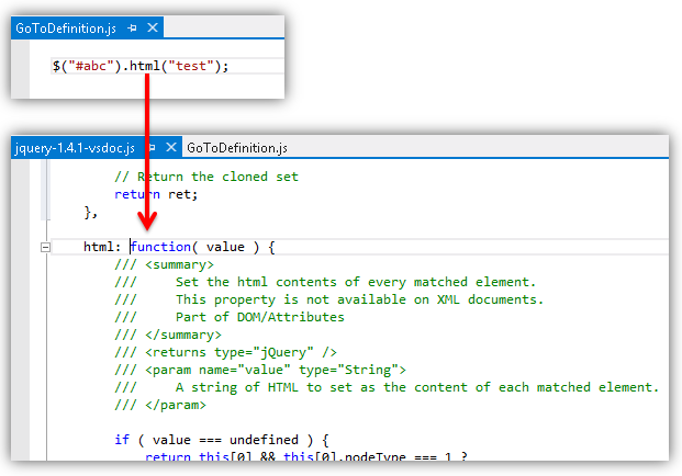 Navigating to jQuery definitions Navigating to jQuery definitions