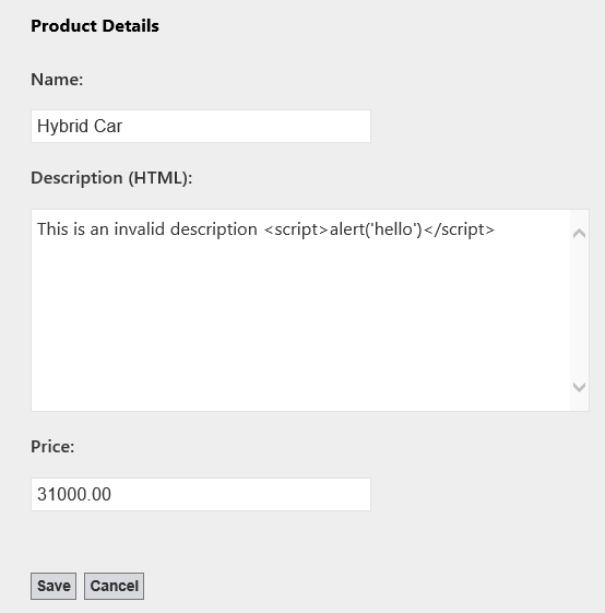 Editing a product with potentially dangerous content Editing a product with potentially dangerous content