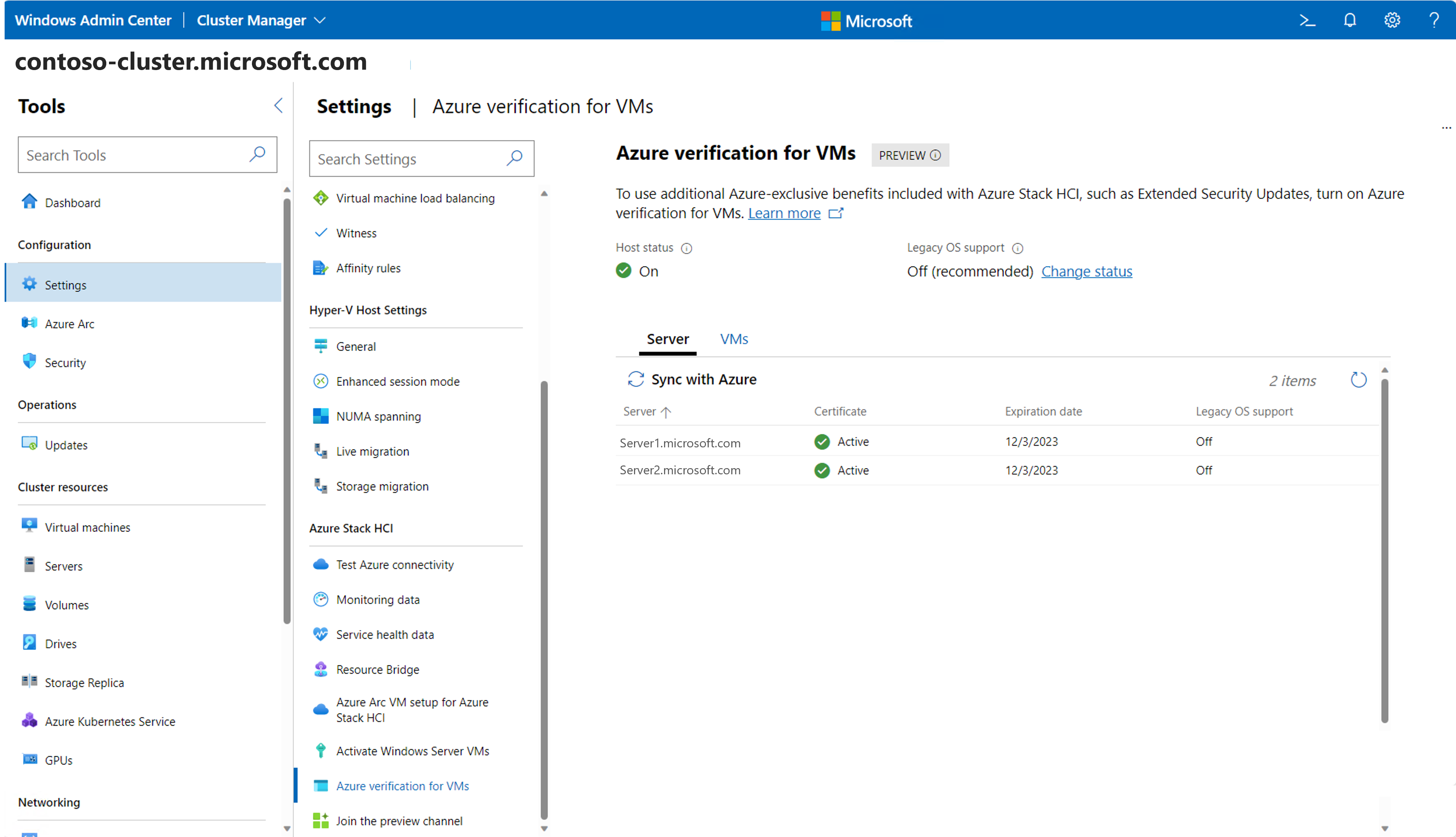 Screenshot showing machine status.