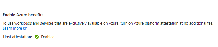 Screenshot of Azure Benefit Attestation status.