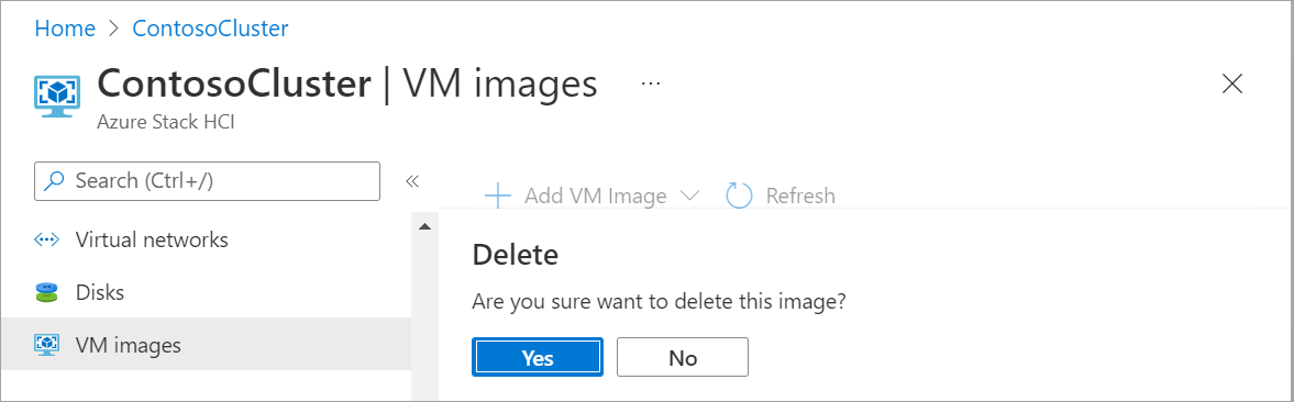 Screenshot showing a prompt to confirm deletion.