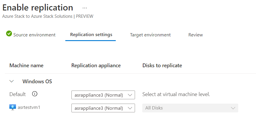 Screenshot of portal replication settings.