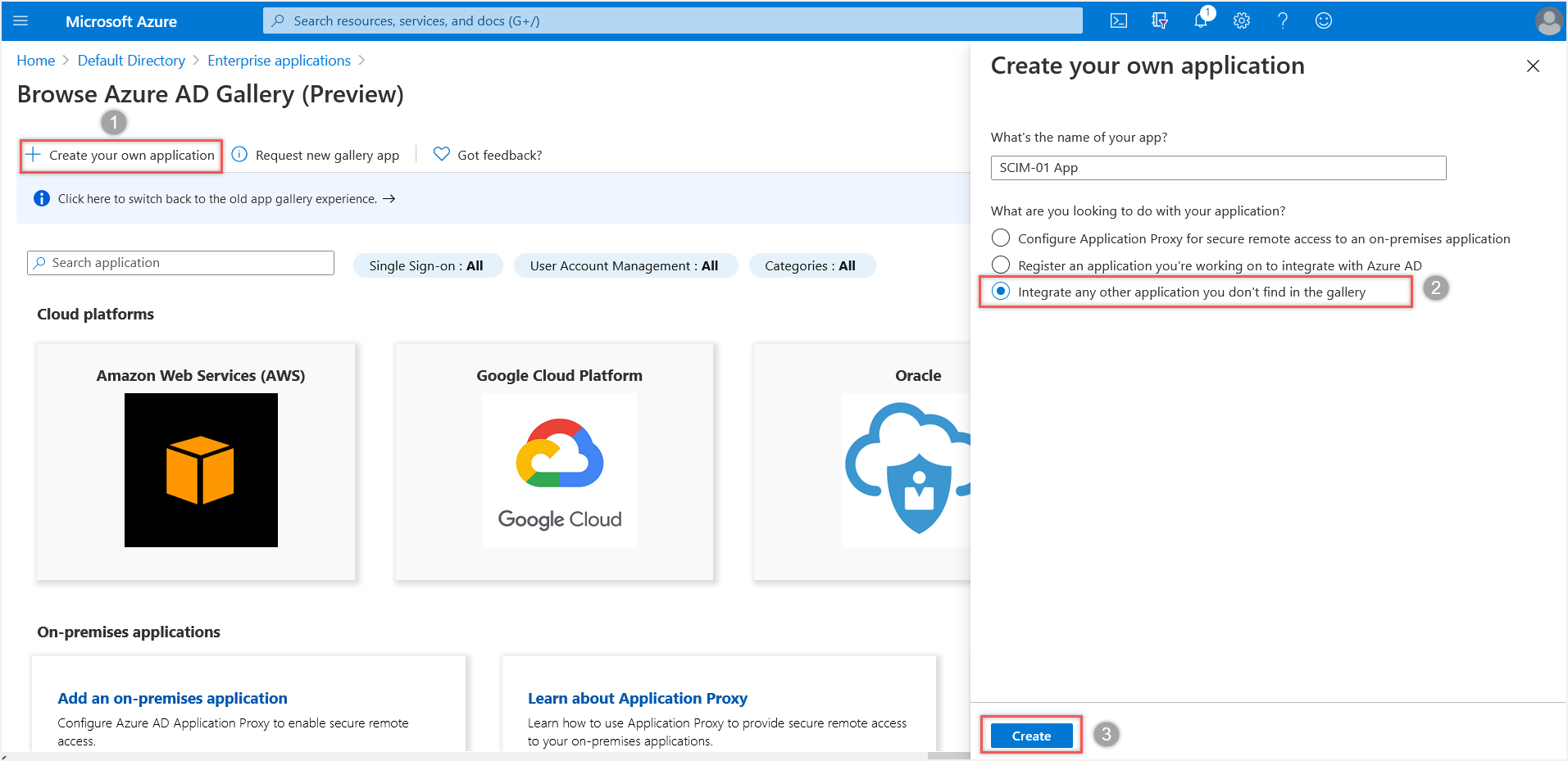 Screenshot shows the Microsoft Entra application gallery.