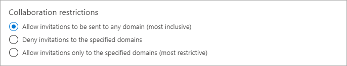 Screenshot showing Collaboration restrictions settings.