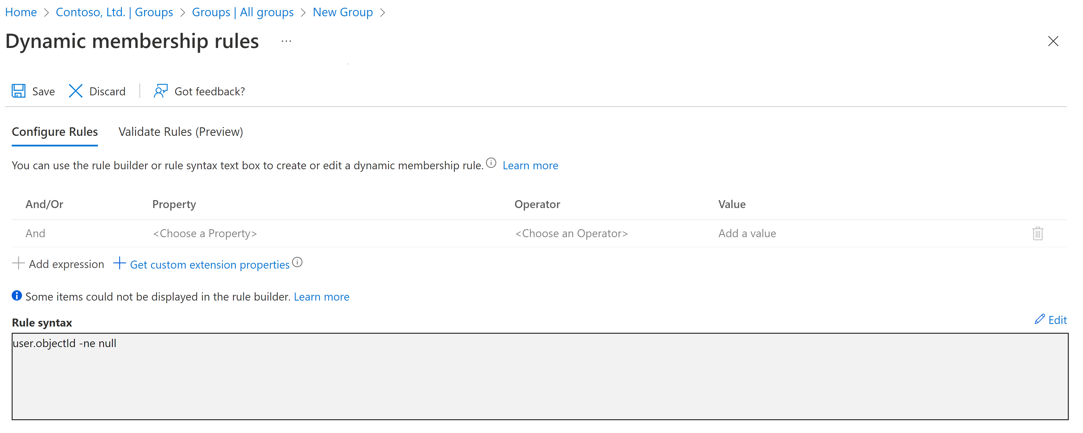 Screenshot of rule syntax for all users dynamic group.