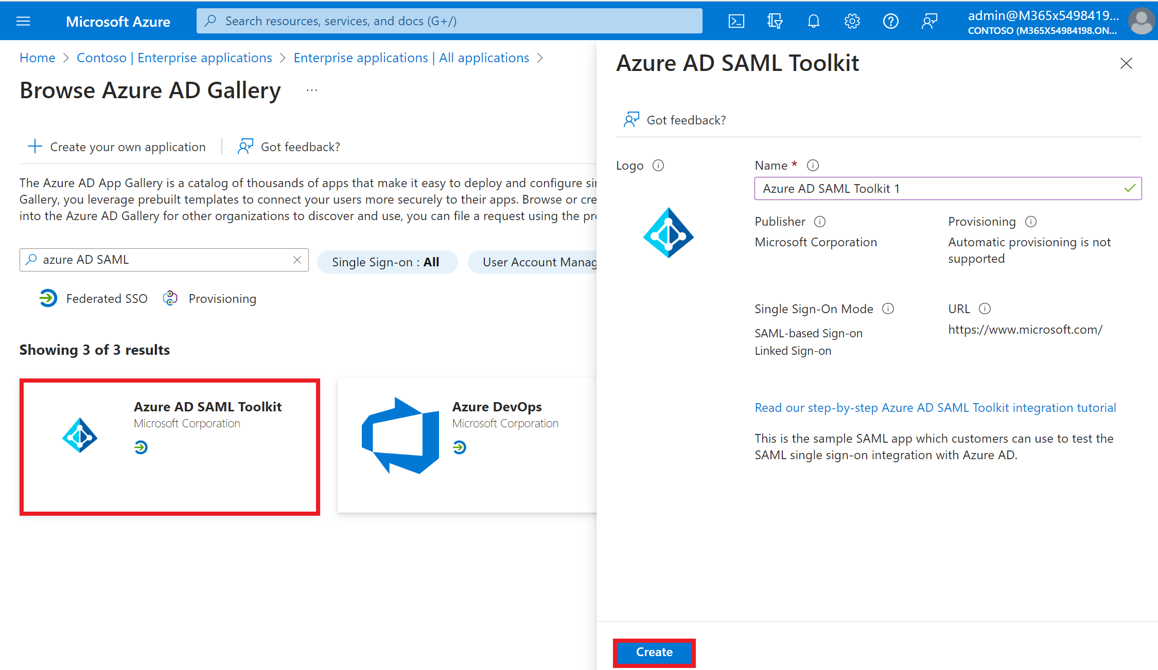 Browse in the enterprise application gallery for the application that you want to add.