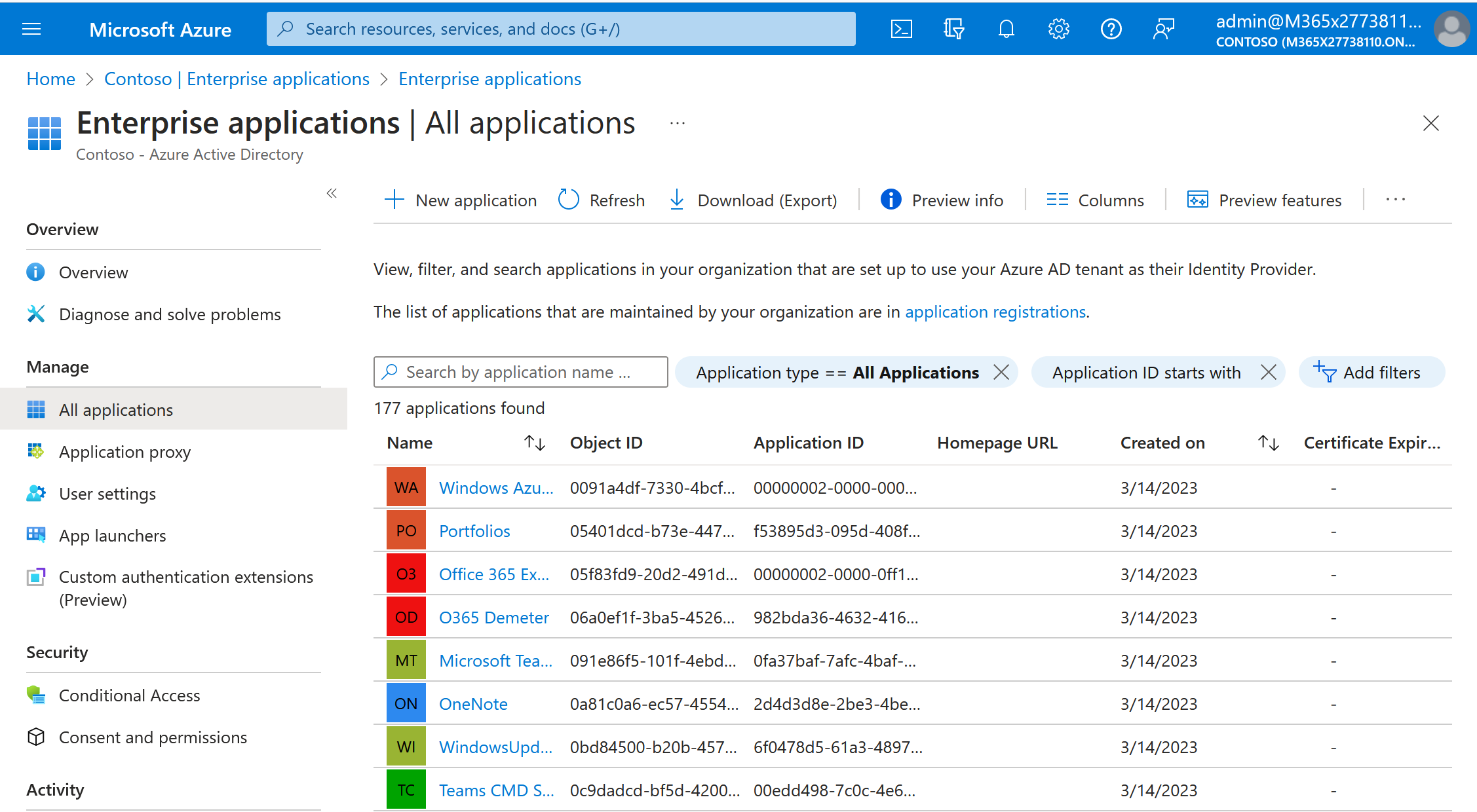 View the registered applications in your Microsoft Entra tenant.